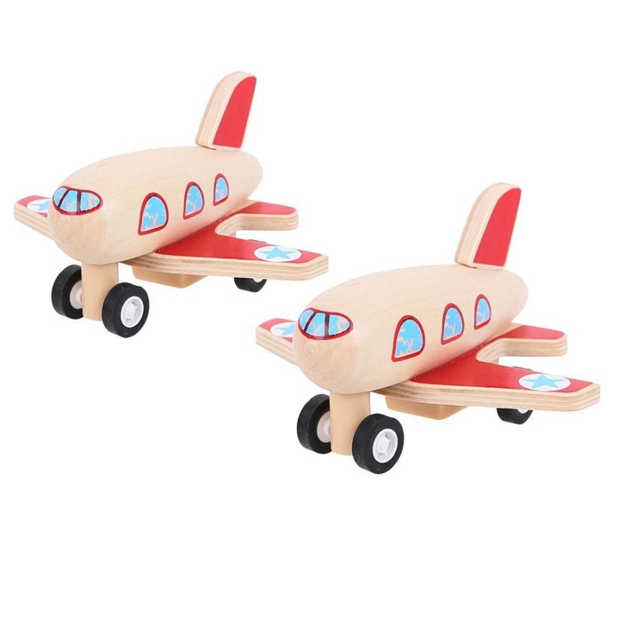 Stocking Fillers Bigjigs | Bigjigs Pull Back Wooden Airplane