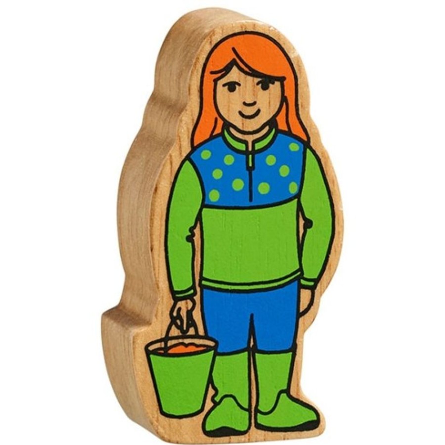 Wooden Toys Lanka Kade | Lanka Kade Natural Wooden Green And Blue Farm Girl