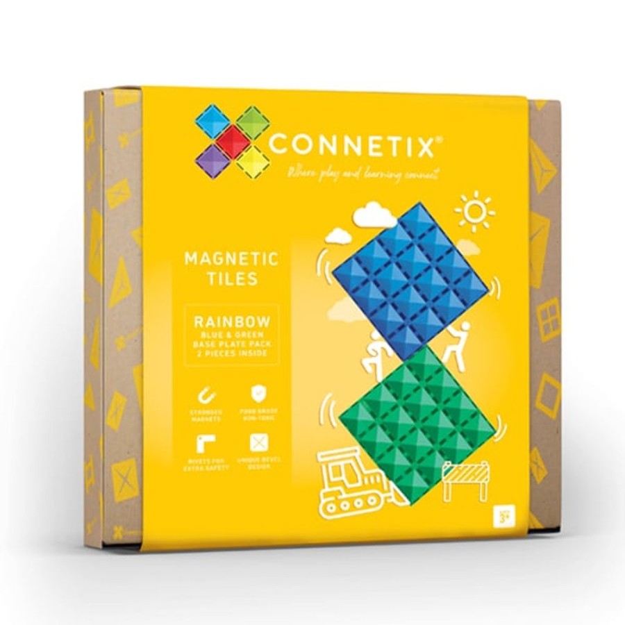 Blocks Connetix | Connetix 2Pcs Base Plate Pack - Blue And Green