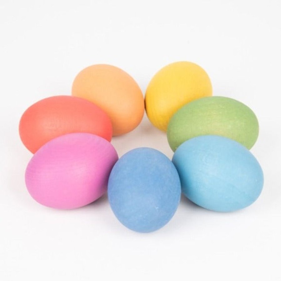 Small World Play Commotion | Tickit Rainbow Wooden Eggs (7Pcs)