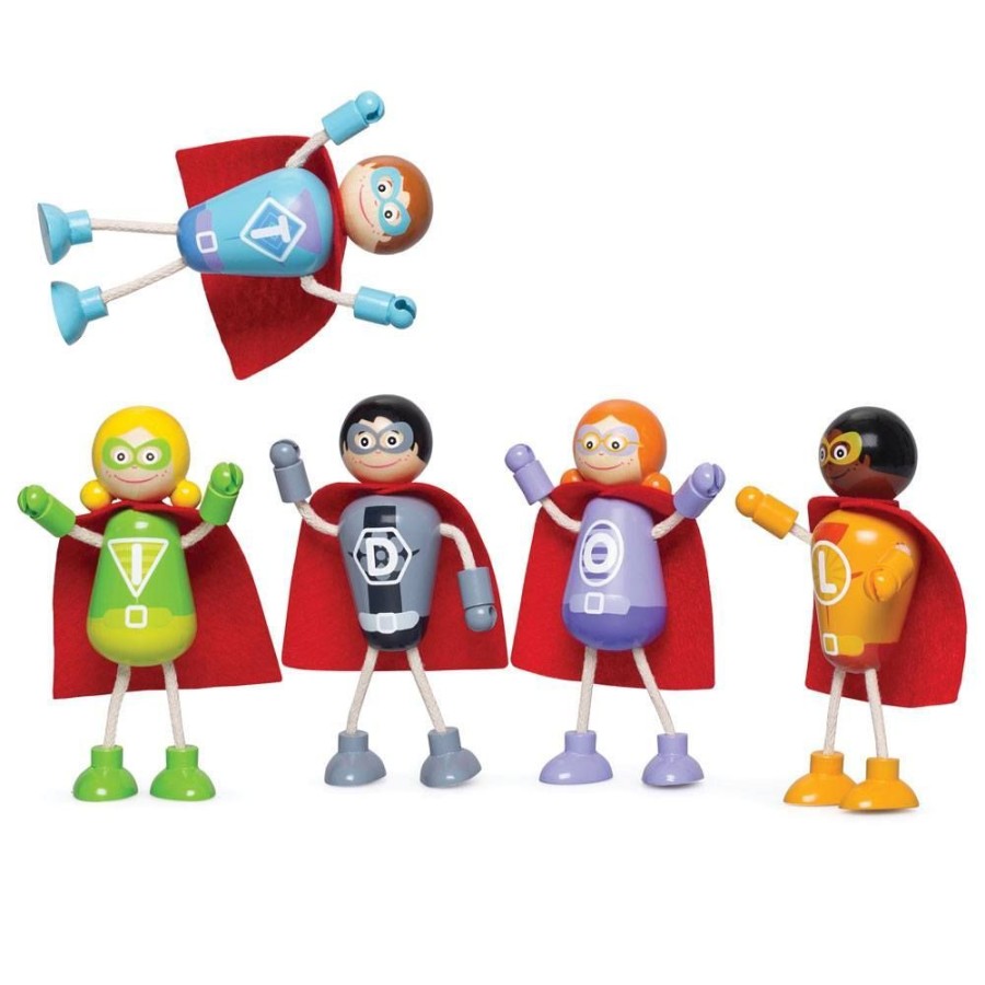 Wooden Toys Bigjigs | Tidlo Wooden Superhero Figure Pack