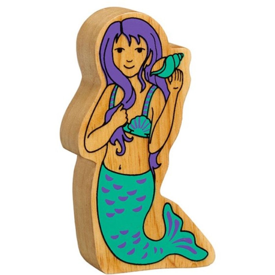 Small World Play Lanka Kade | Lanka Kade Natural Wooden Green And Purple Mermaid