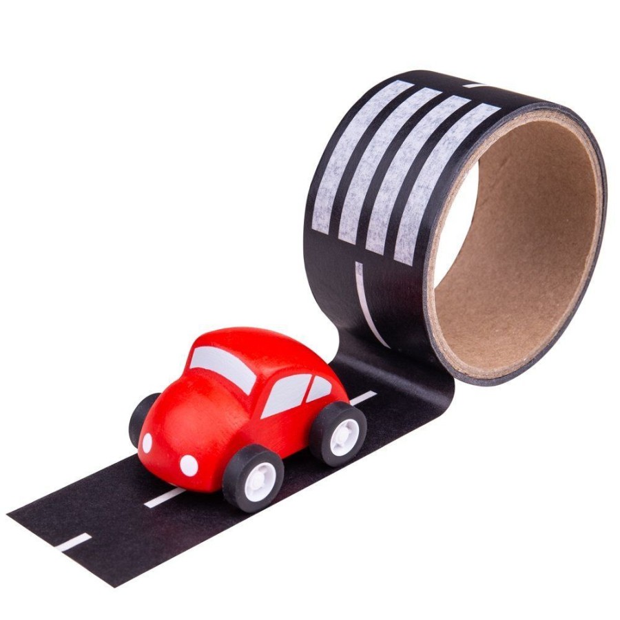 Wooden Toys Bigjigs | Bigjigs Roadway Tape With Wooden Car