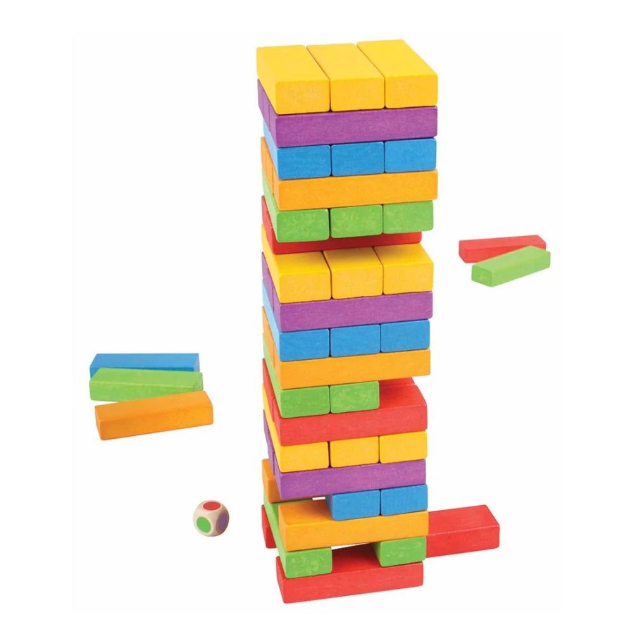 Games Bigjigs | Bigjigs Rainbow Stacking Tower Blocks