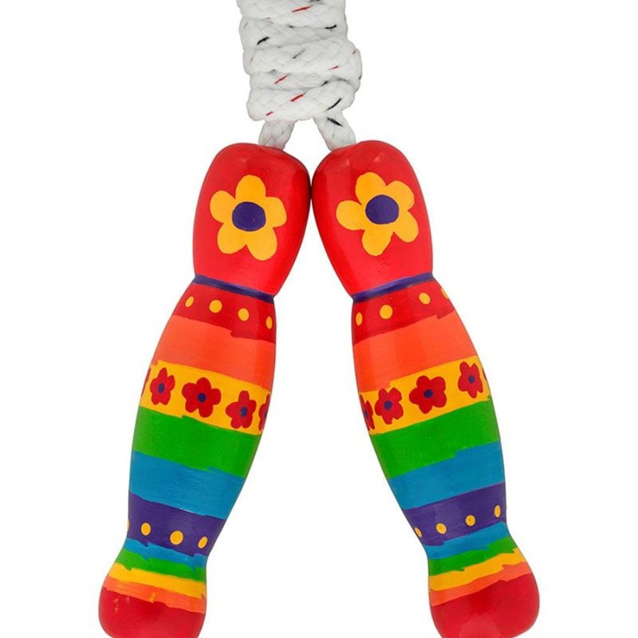 Outdoors Lanka Kade | Lanka Kade Wooden Red Rainbow Flowers Skipping Rope