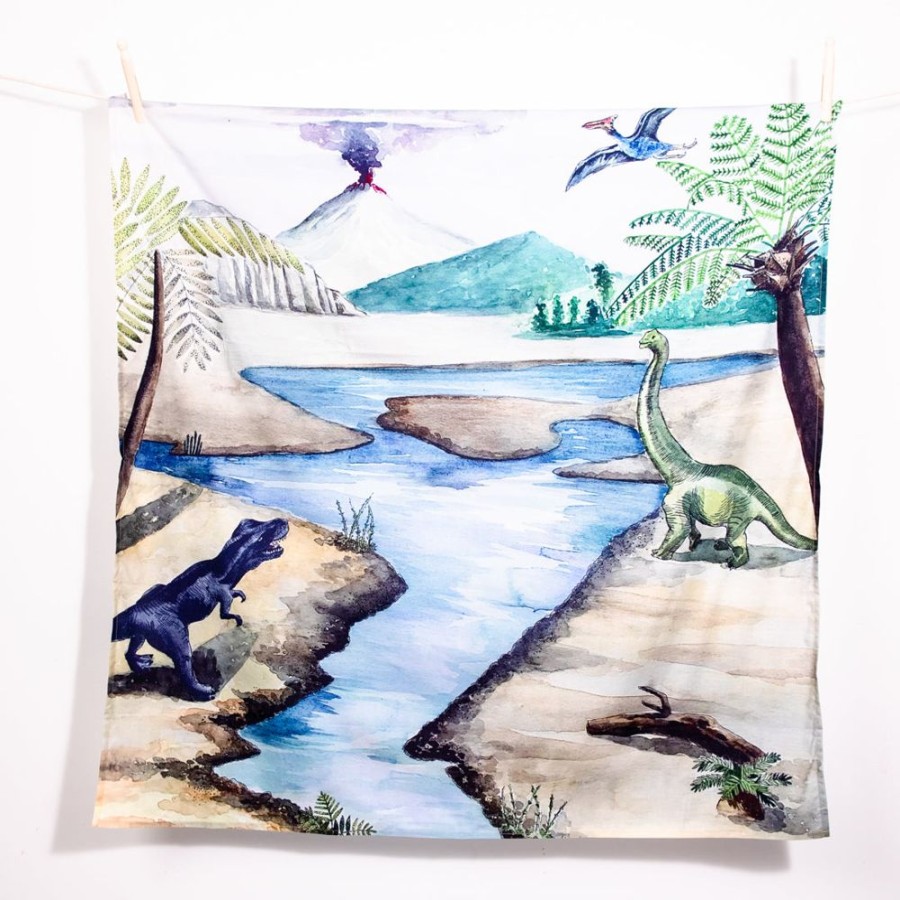 Small World Play Wonder Cloths | Wondercloths Organic Cotton Scenery- Land Of The Dinosaurs