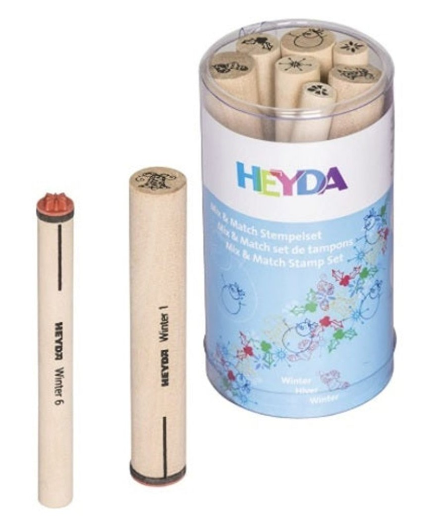 Playdough Portfolio | Heyda Wooden Stamps Sticks - Winter 7Pcs