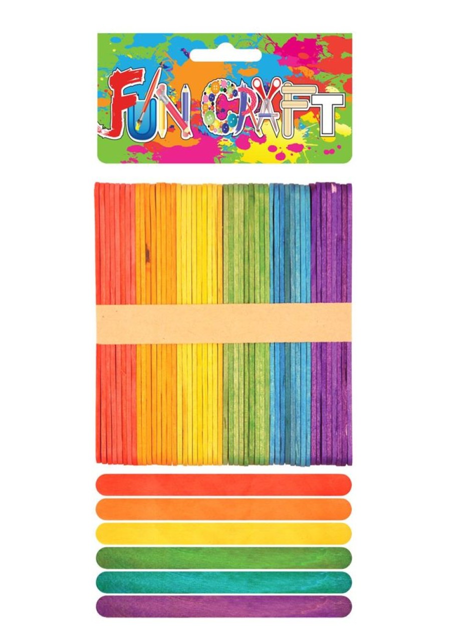 Arts And Crafts Portfolio | Rainbow Wooden Lollipop Sticks 100Pcs