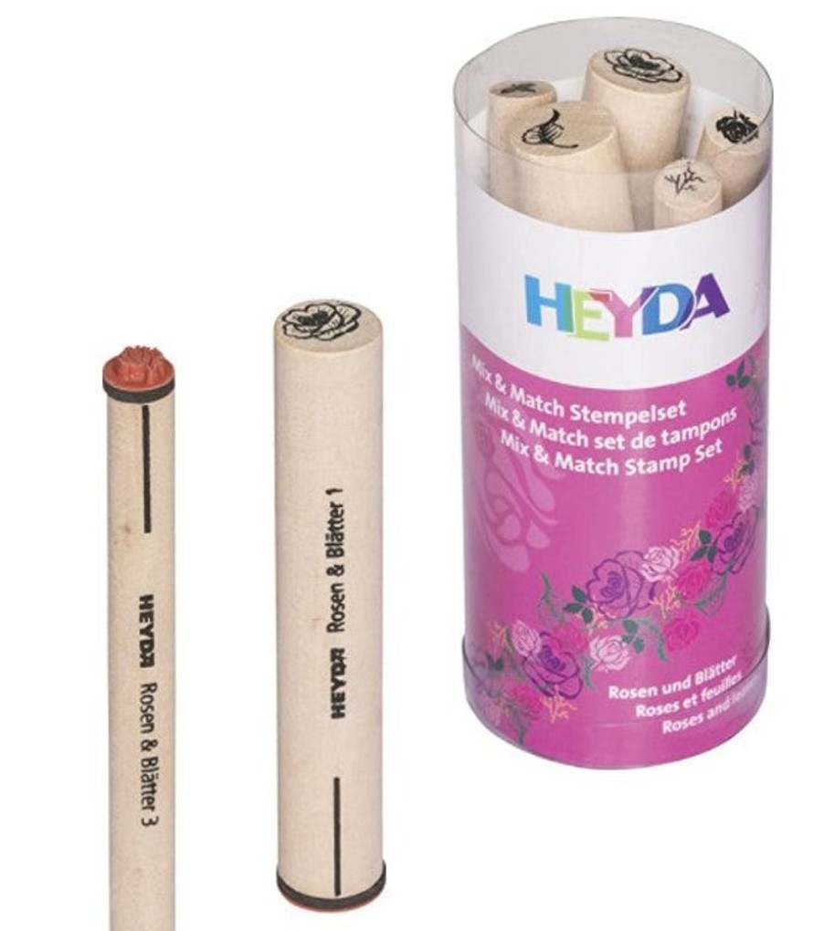 Playdough Portfolio | Heyda Wooden Stamp Sticks - Rose (5Pcs)