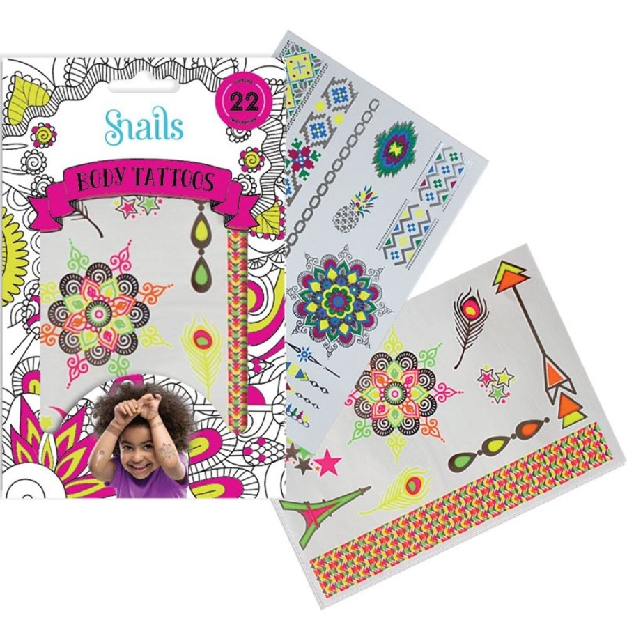 Gift / Party Ideas Discovery Playtime | Snails Body Tattoo Set- Neon