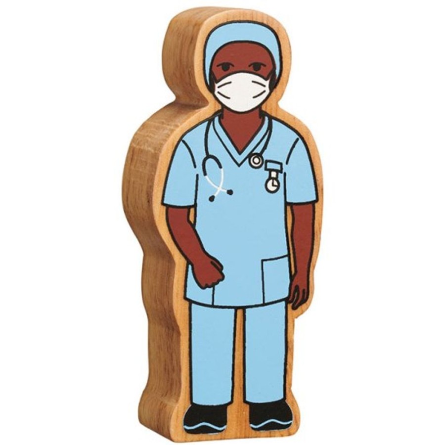 Wooden Toys Lanka Kade | Lanka Kade Natural Wooden Blue Nurse In Scrubs